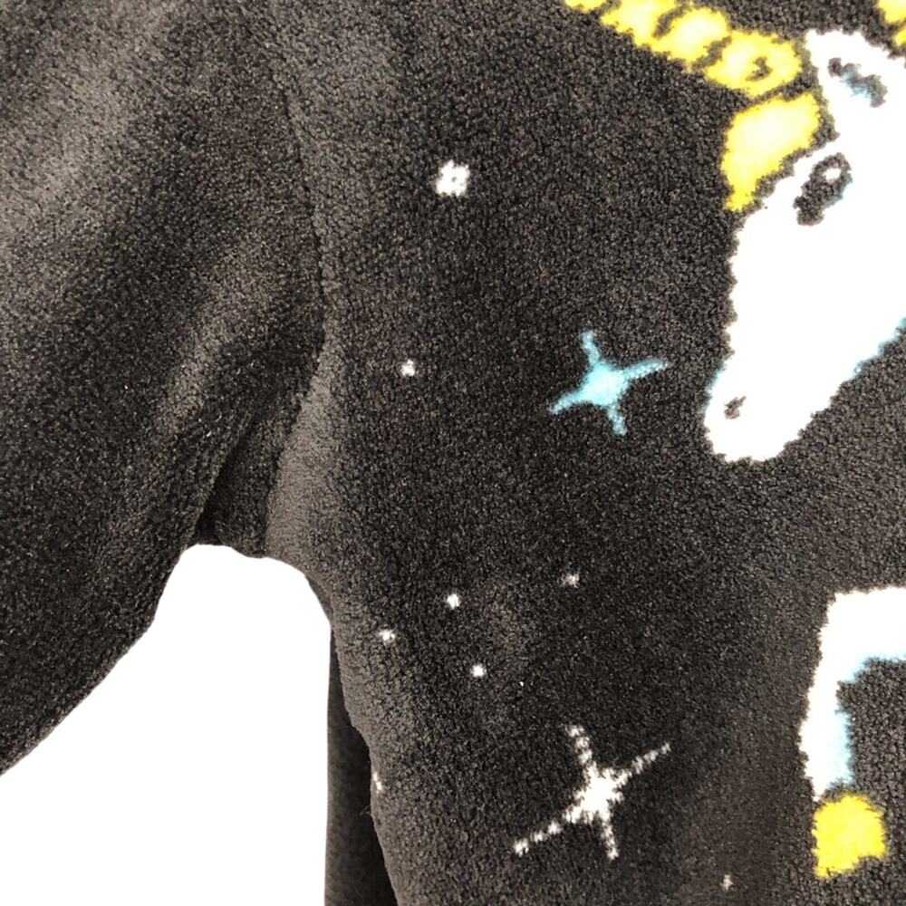 NWOT Fifth Sun Santa on a Unicorn in the Universe Black Fleece Top Long Sleeve - Picture 5 of 16